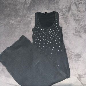 Zara Elegant Gray Sleeveless Diamond/ Stones Maxi Dress